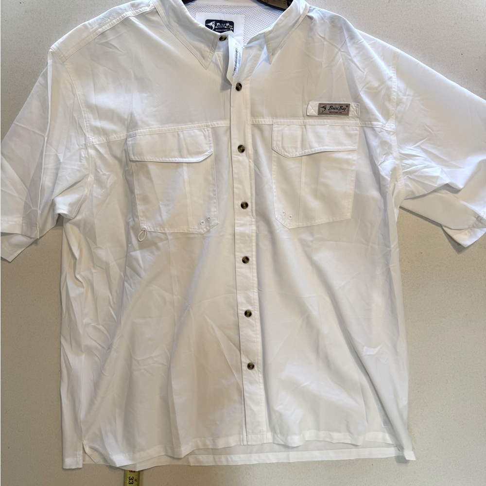 PFG Men's White Casual Button Down Shirt